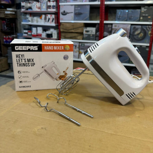 Geepas GHM2002 Hand Mixer – 5-Speed Beater with Turbo Boost | AwamiImport.com