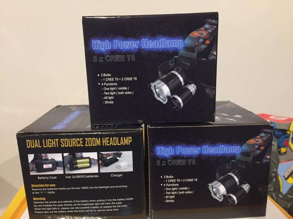 High Power 3x CREE T6 LED Head Lamp with 2x 18650 Rechargeable Batteries – Ultra Bright Head Torch | AwamiImport.com