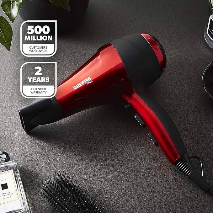 Geepas Travel-Friendly Ionic Hair Dryer 86018 – Compact, Fast & Frizz-Free Styling | AwamiImport.com