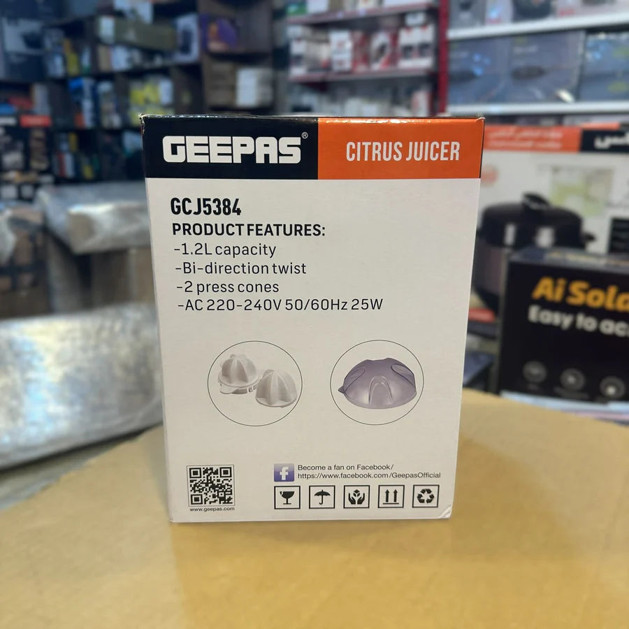 Geepas Electric Citrus Juicer 5384 – Quick, Fresh, and Easy Juicing | AwamiImport.com