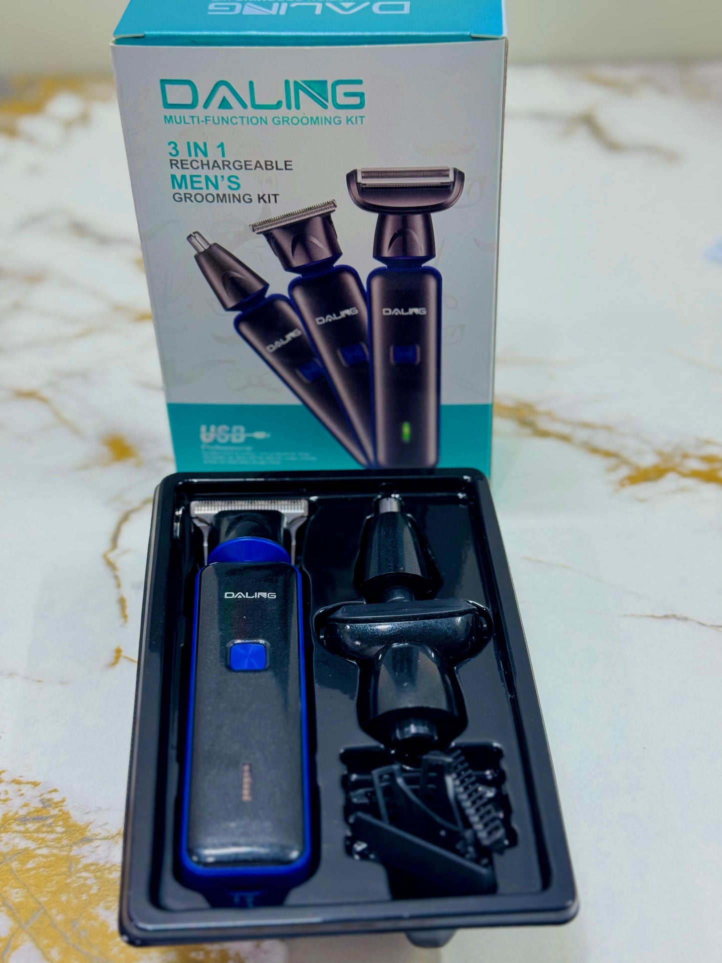 "DALING DL‑9236 3‑in‑1 Rechargeable Grooming Kit – Hair, Beard & Body Trimmer | AwamiImport.com"