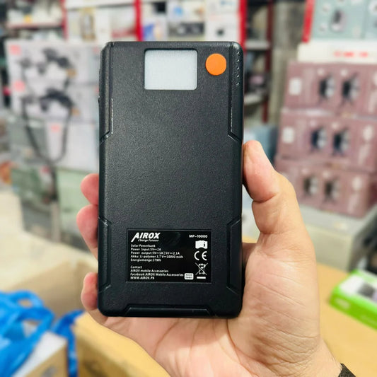 Airox 10000mAh Solar Power Bank – Dual Charging with Sun & Cable | AwamiImport.com