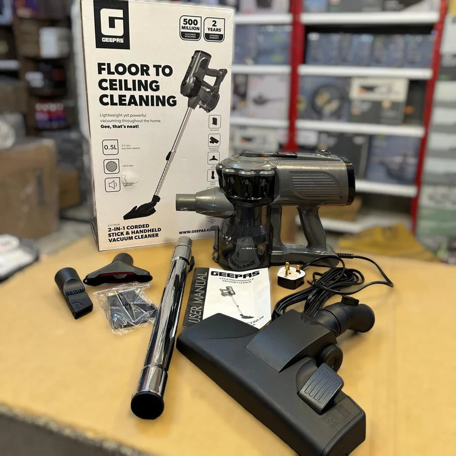Geepas 2-in-1 Corded Stick & Handheld Vacuum Cleaner 19036 | AwamiImport.com