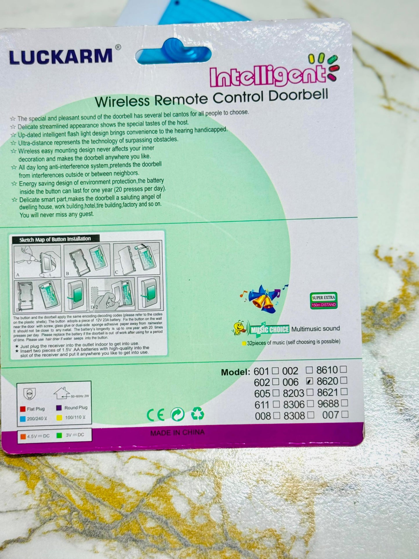 Wireless Door Bell (50m Range, 32 sounds ) – Perfect for Home & Office | AwamiImport.com