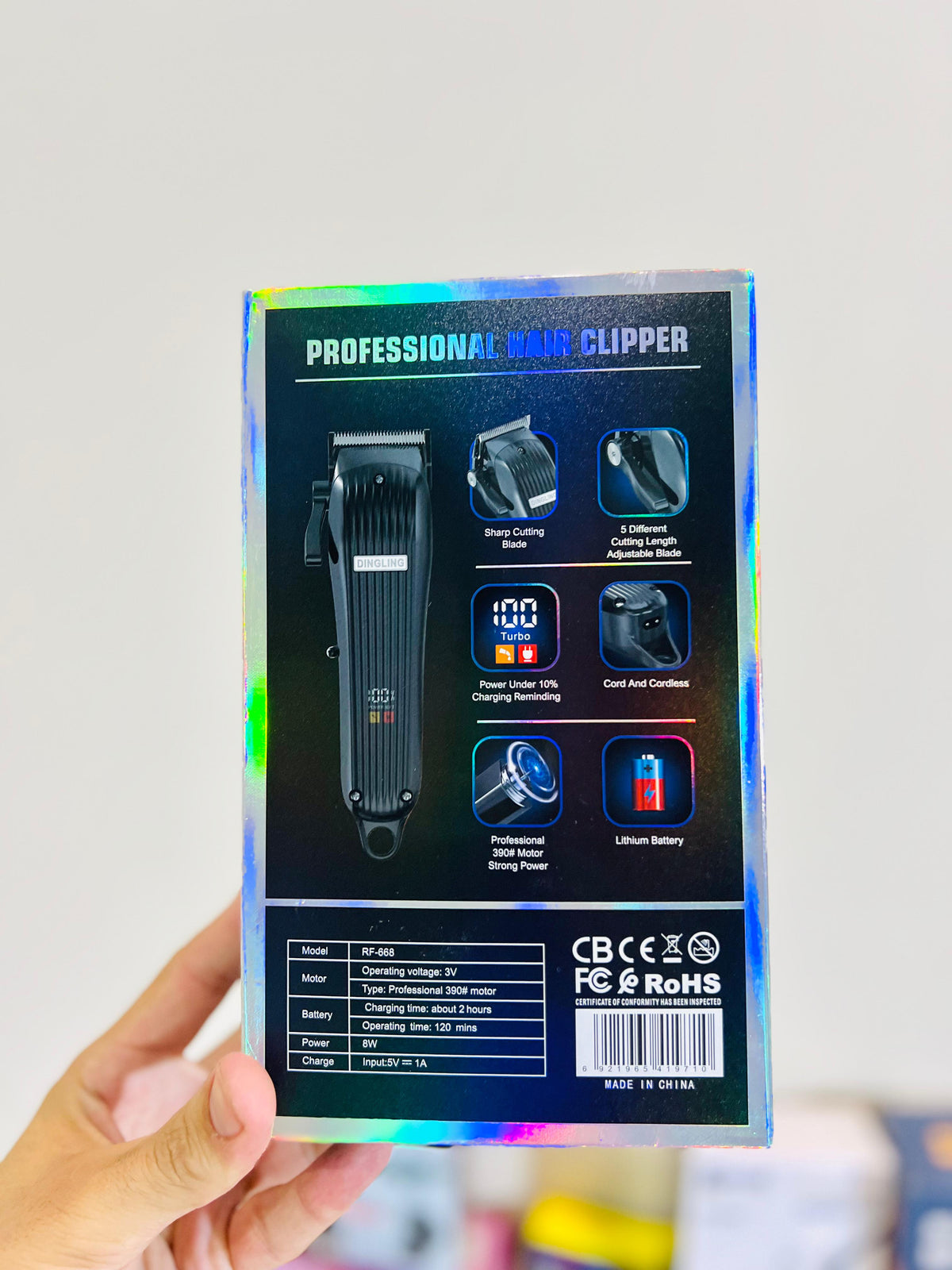 DINGLING RF-668 Digital Display Hair Clipper – Professional Rechargeable Trimmer with 5 Cutting Lengths & Lithium Battery