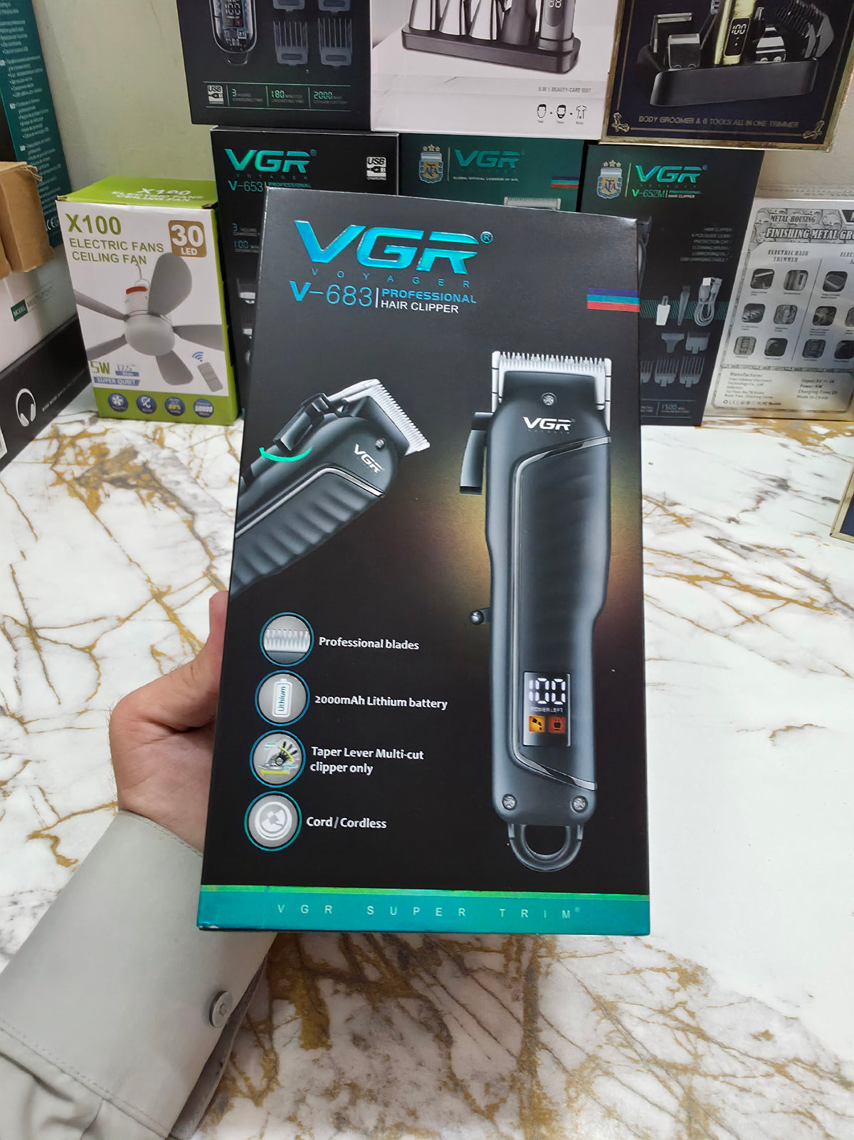 VGR V-683 Professional Hair Clipper | 2000mAh Lithium Battery Taper Lever Multi-Cut Clipper |🇦🇷ARGENTINA LOT