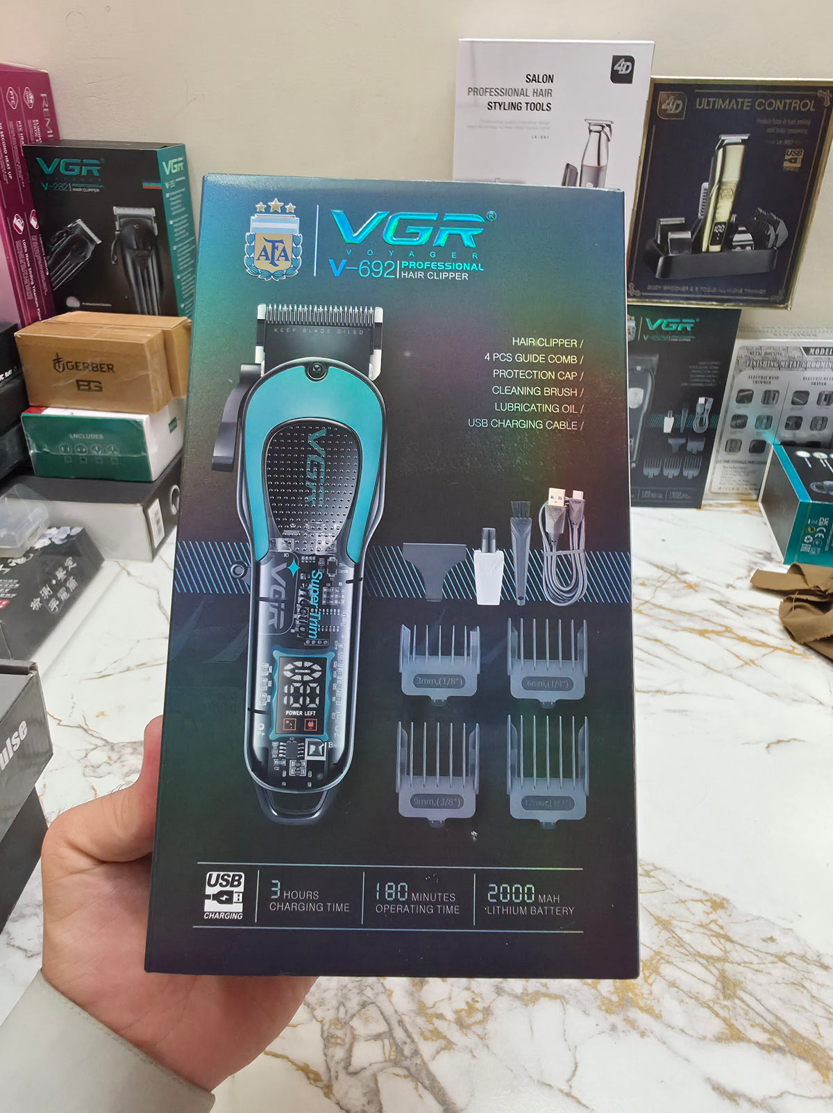 VGR V-692 Professional Hair Clipper | Titanium Coated Blades & Taper Lever Multi-Cut Clipper |🇦🇷ARGENTINA LOT