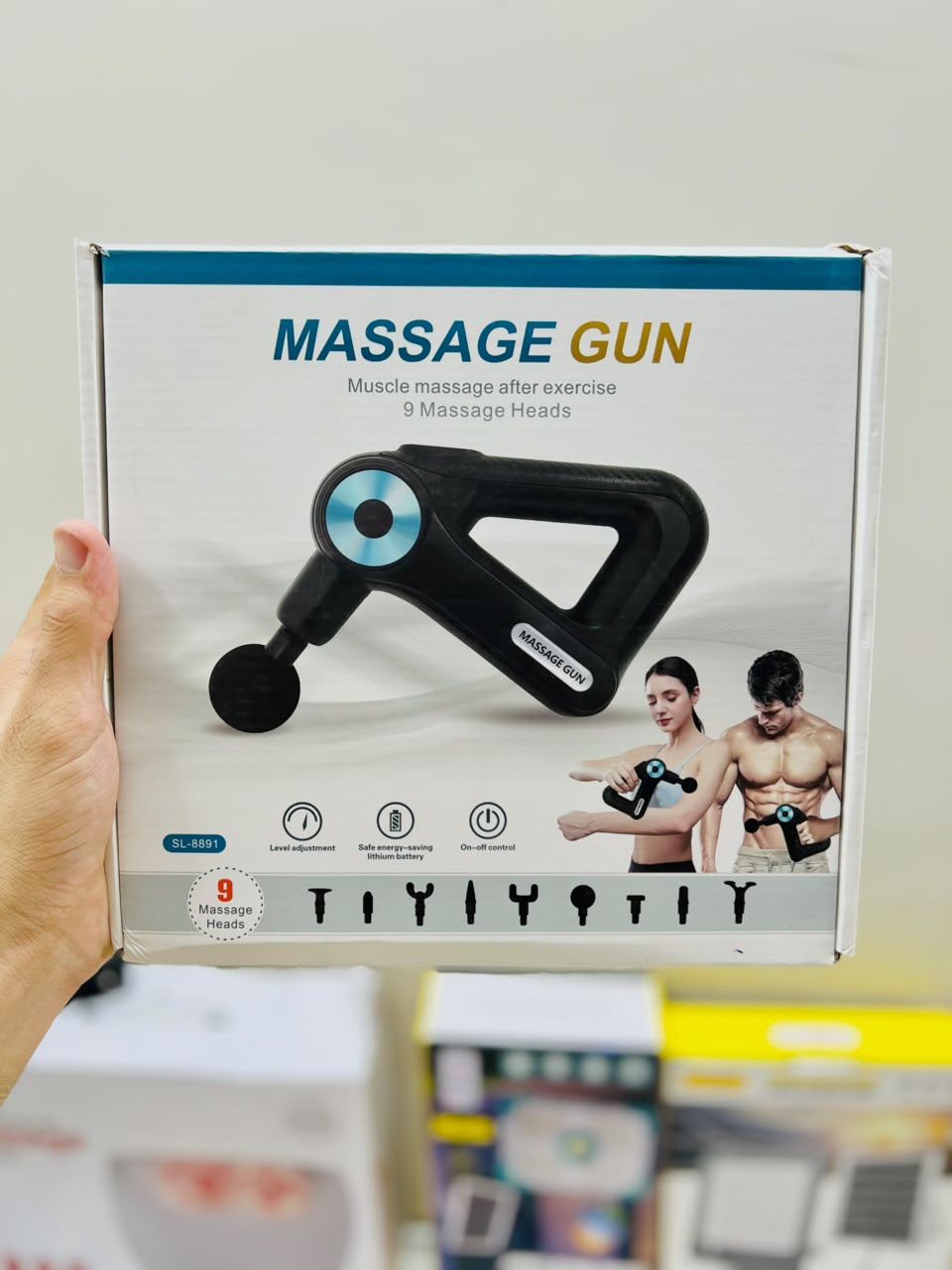 SLH-8891 Massage Gun – 9 Massage Heads, Adjustable Levels & Rechargeable Lithium Battery
