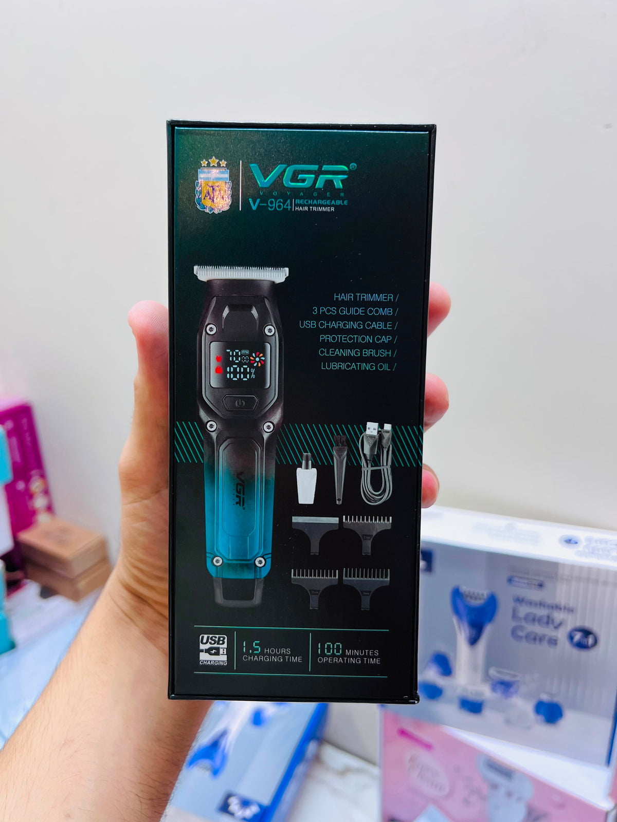 VGR Voyager V-964 Professional Hair Clipper – 7000 RPM Turbo Motor, Stainless Steel Blade & 600mAh Lithium Battery|🇦🇷ARGENTINA LOT