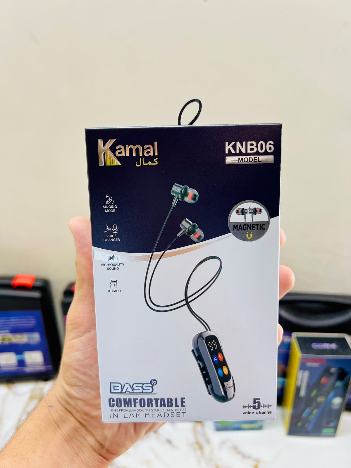 Kamal Magnetic KNB06 Wireless Earphones β 5 Voice Changer Modes, Singing Mode, TF Card & Hearing Protection