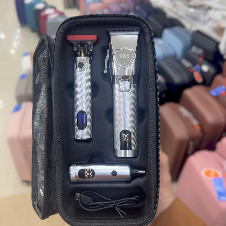 Imported Metal Body 3 in 1 Grooming Kit 985 – Hair & Beard Trimmer Set with 16 Combs