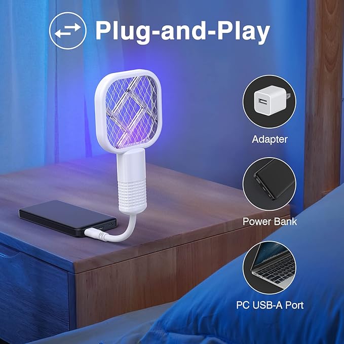Mosquito Killer Racket Lamp – Pocket Size USB Rechargeable 2-in-1 Device |