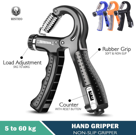 Imported Adjustable Hand Gripper (5–60kg) with Automatic Counting & Non-Slip Grip | AwamiImport.com