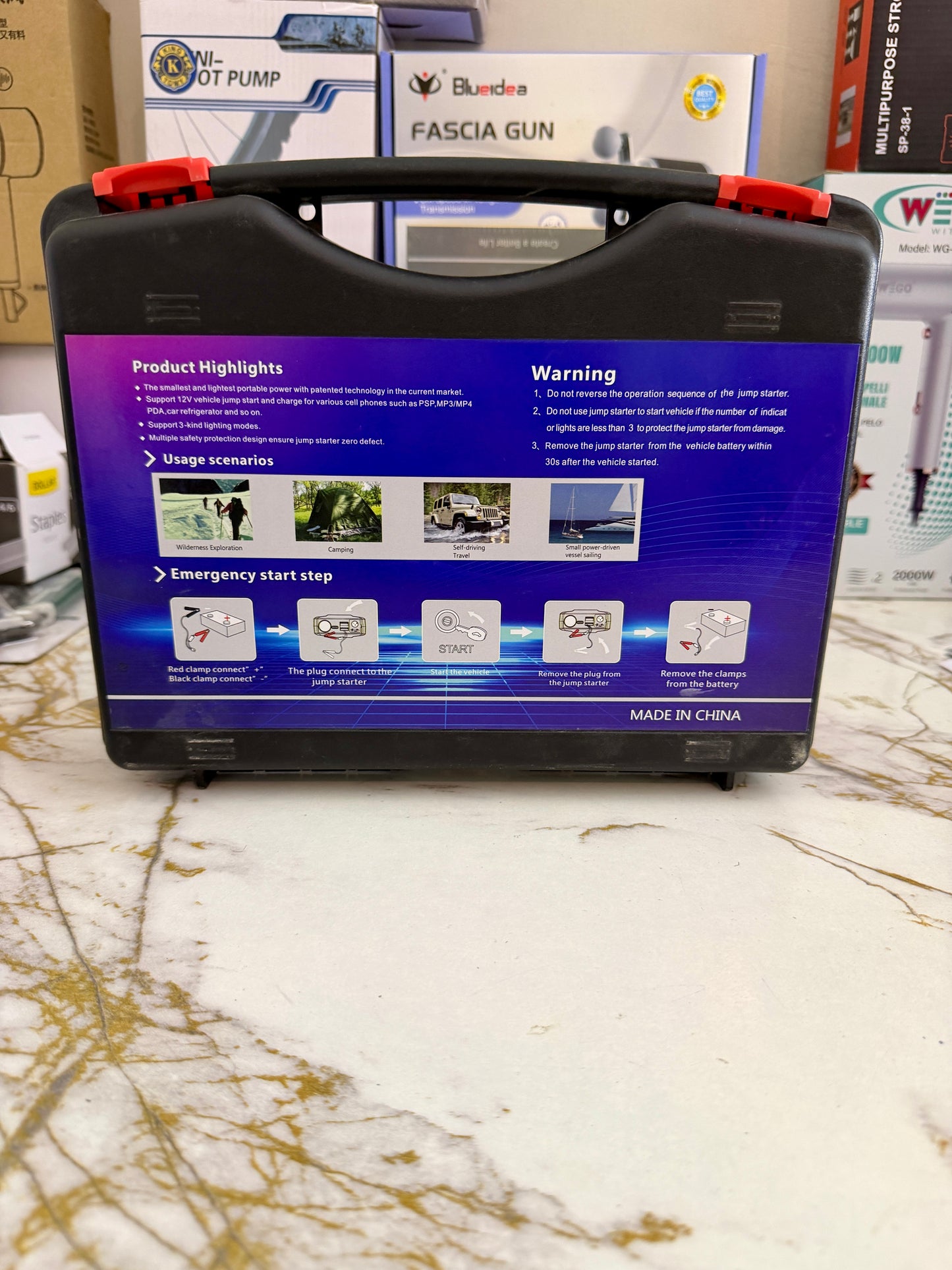 2000A Peak Car Jump Starter & Power Bank with LED Light