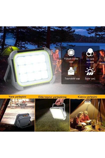 Solar LED Outdoor Light ZL-509 – 3 Solar Panels, 12000mAh Battery with LED Display & Side Flashlight |