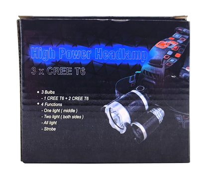 High Power 3x CREE T6 LED Head Lamp with 2x 18650 Rechargeable Batteries – Ultra Bright Head Torch | AwamiImport.com