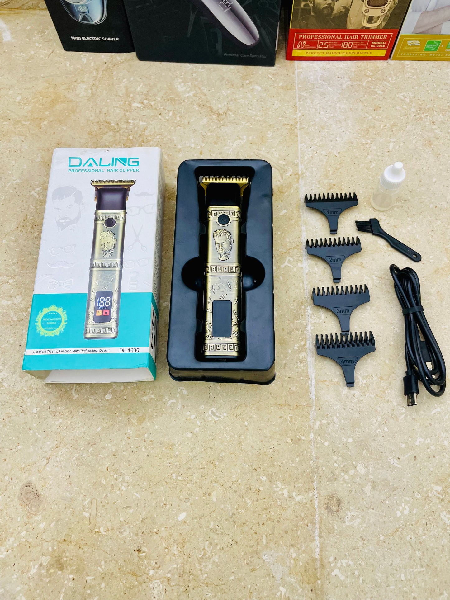 Daling DL-1636 Metal Body Trimmer – Digital Display & 4 Guide Combs ✂️⚡