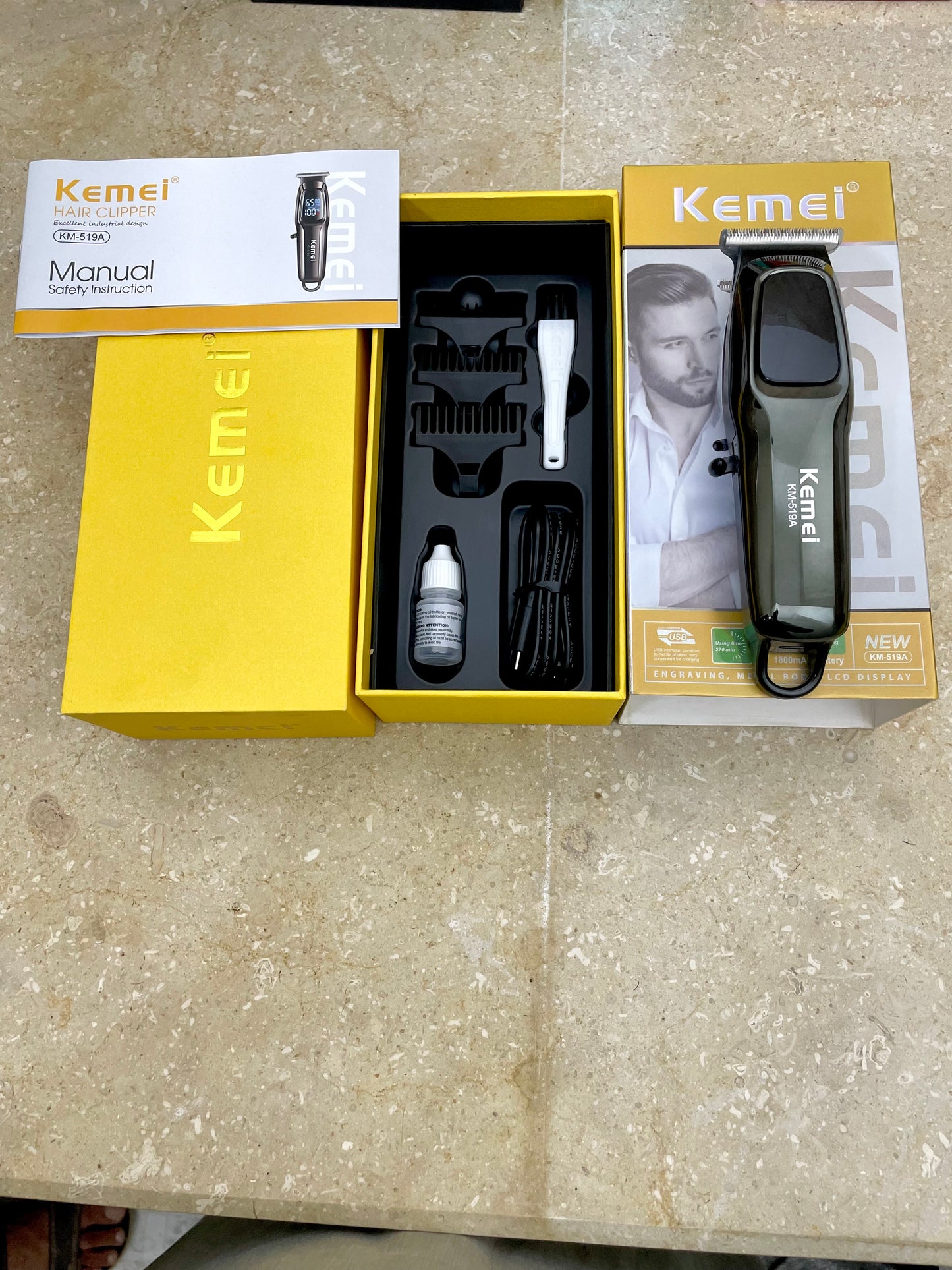 Kemei KM-519A Digital Display Trimmer – Type-C Fast Charging ✂️⚡