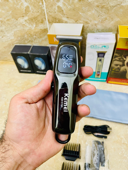 Kemei KM-519A Digital Display Trimmer – Type-C Fast Charging ✂️⚡