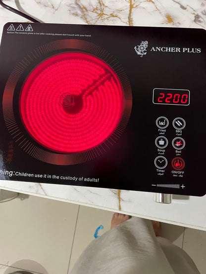 🔥German lot Ancher Plus 2200W Infrared Cooker – Portable Electric Ceramic Hot Plate | Fast Heating | Touch Control |1 year warranty