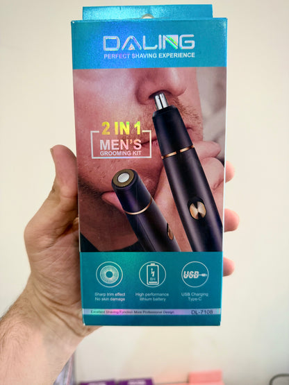 Daling DL-7108 2-in-1 Shaver & Nose Hair Trimmer | AwamiImport.com