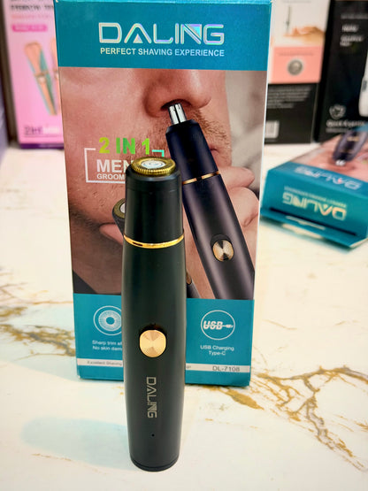 Daling DL-7108 2-in-1 Shaver & Nose Hair Trimmer | AwamiImport.com