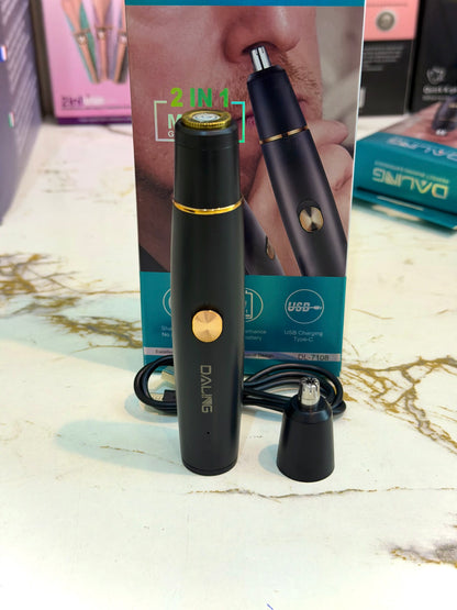 Daling DL-7108 2-in-1 Shaver & Nose Hair Trimmer | AwamiImport.com