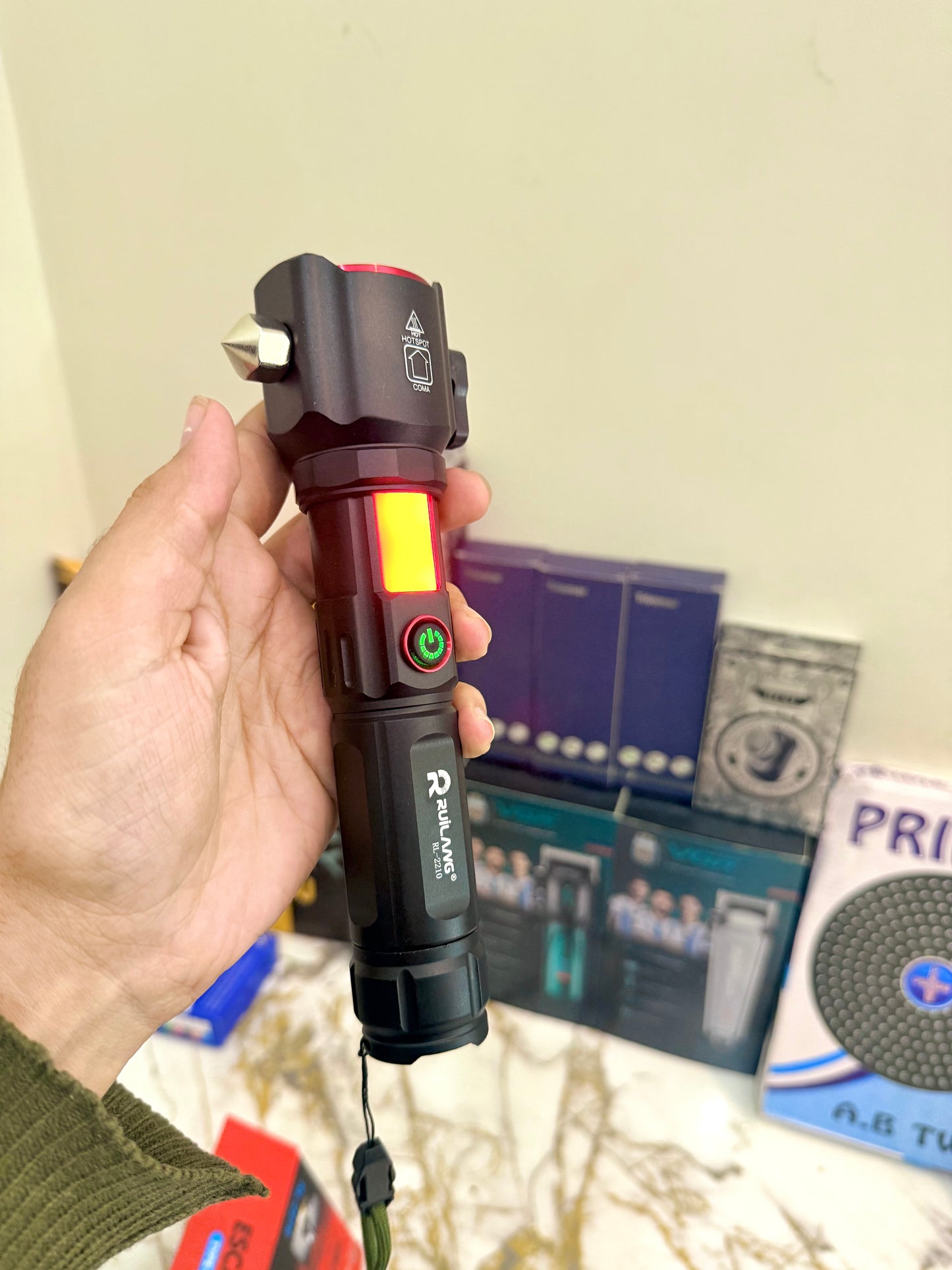 🔦 Ruiling RL-2210 Rechargeable Safety Torch (1KM Range, 8800mAh) – AwamiImport.com