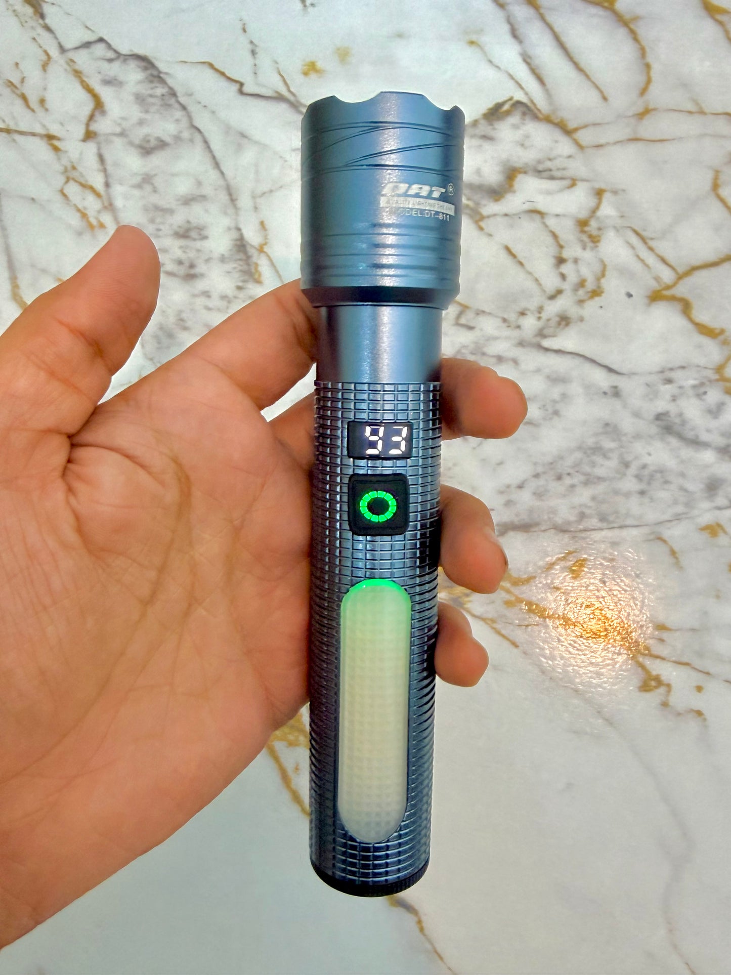 DAT DT-811 Rechargeable Torch – 300–500m Range, Waterproof 🔦⚡