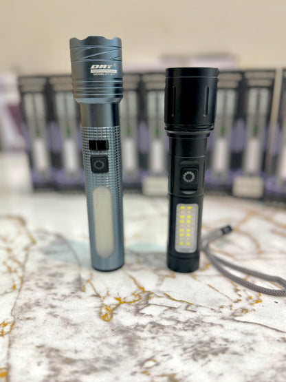 DAT DT-811 Rechargeable Torch – 300–500m Range, Waterproof 🔦⚡