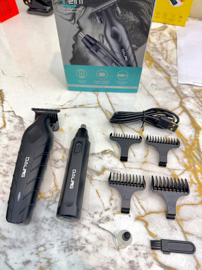 Daling DL-1808 2-in-1 Trimmer & Nose Hair Machine – Type-C ✂️⚡