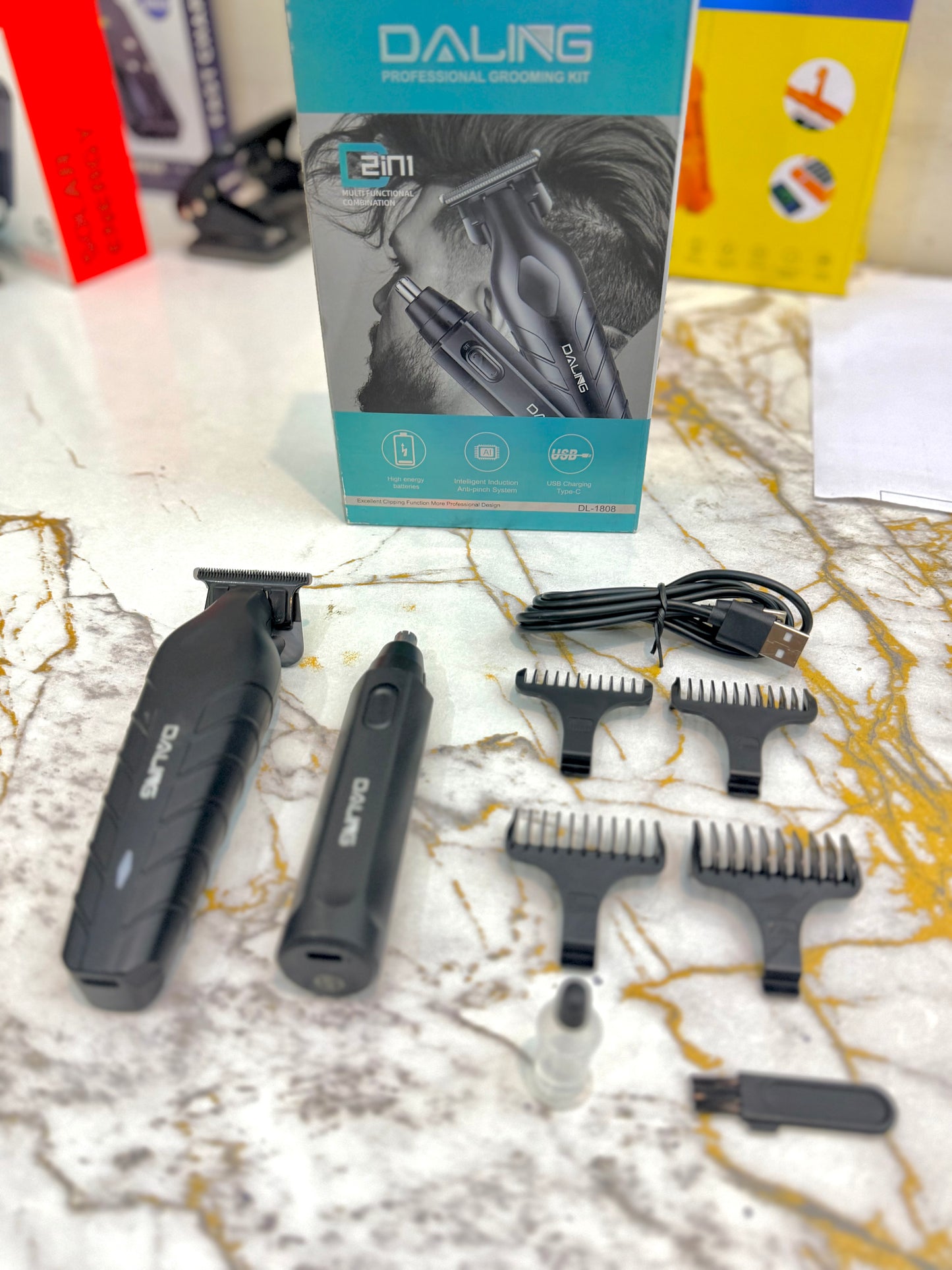 Daling DL-1808 2-in-1 Trimmer & Nose Hair Machine – Type-C ✂️⚡
