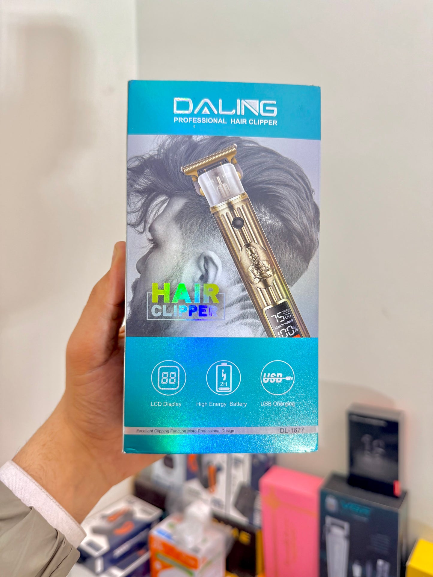 Daling 1677 Digital Display Trimmer with T-Blade | 120-Min Battery