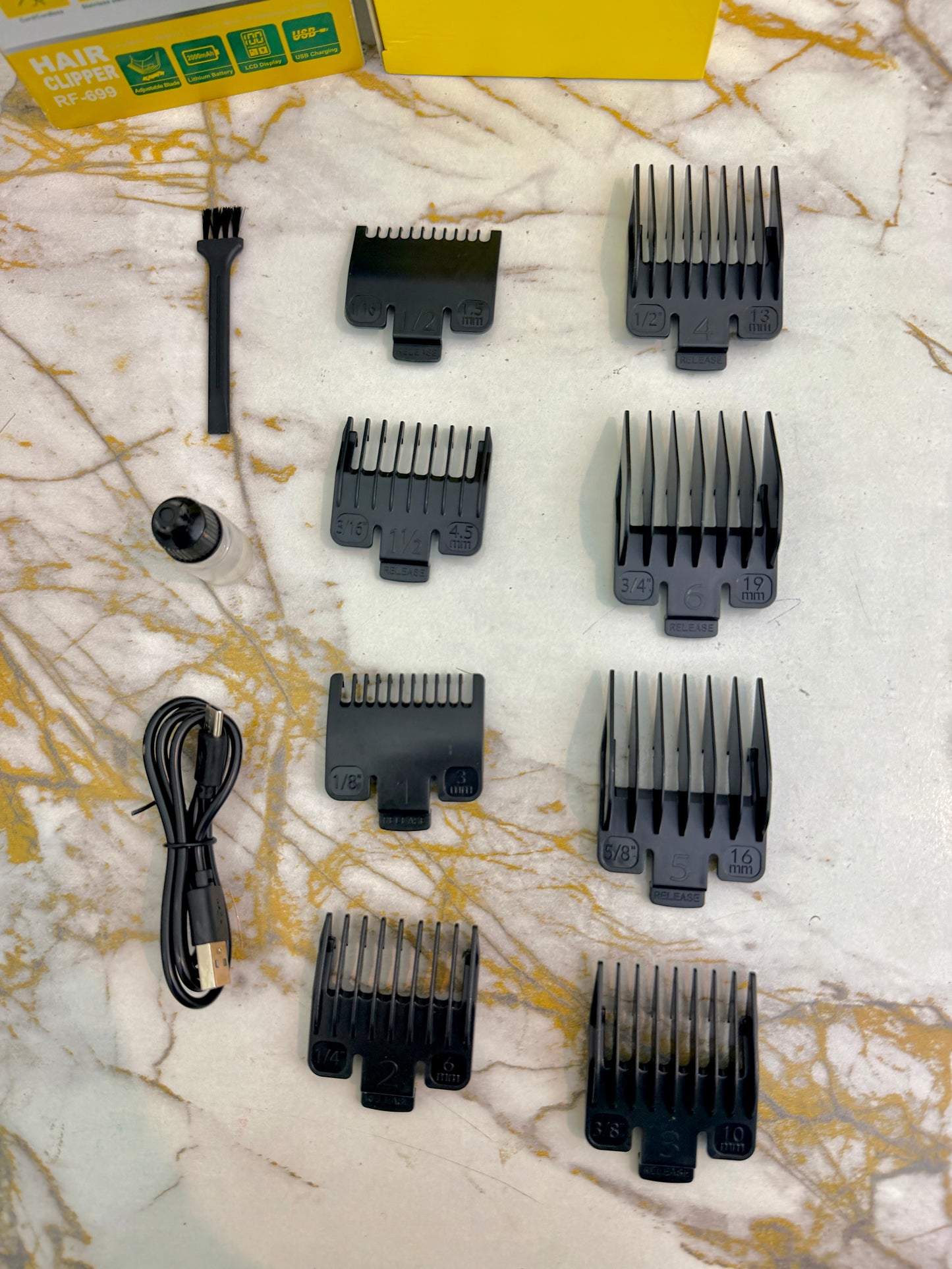 Daling RF-699 Professional Hair Clipper – Digital Display, 7 Guide Combs, 5H Runtime