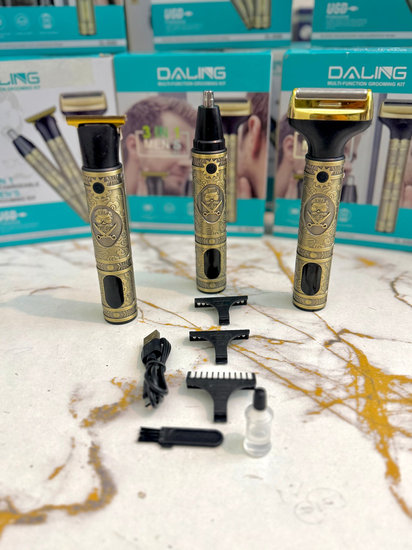 ✂️ DALING DL-9005 3-in-1 Grooming Kit  Trimmer • Shaver • Nose Cutter | 2-Hour Battery | Type-C Charging