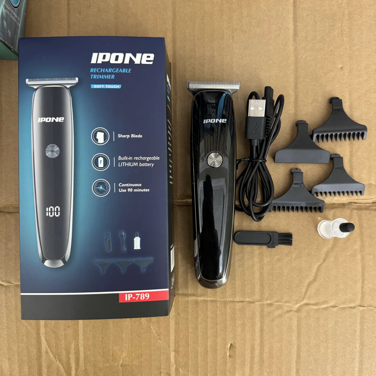 IPONE Rechargeable Trimmer – Digital Display | 90 Min Cordless Power | IP-789