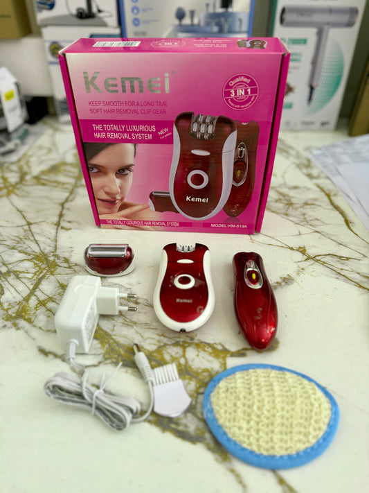 3-in-1 Portable Ladies Epilator & Shaver KM519A – Painless Hair Removal |