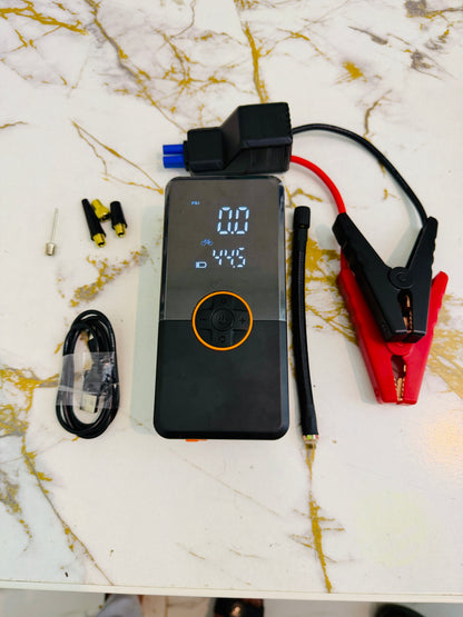 3-in-1 1000A Tyre inflator 36 psi+ Car Jump Starter + power bank  – 12V Battery Booster & 60W Power Bank | AwamiImport.com