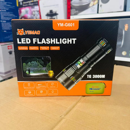 YEMAO LED Flashlight YM-G601 – Powerful Rechargeable Torch (9 Hours Battery Backup)