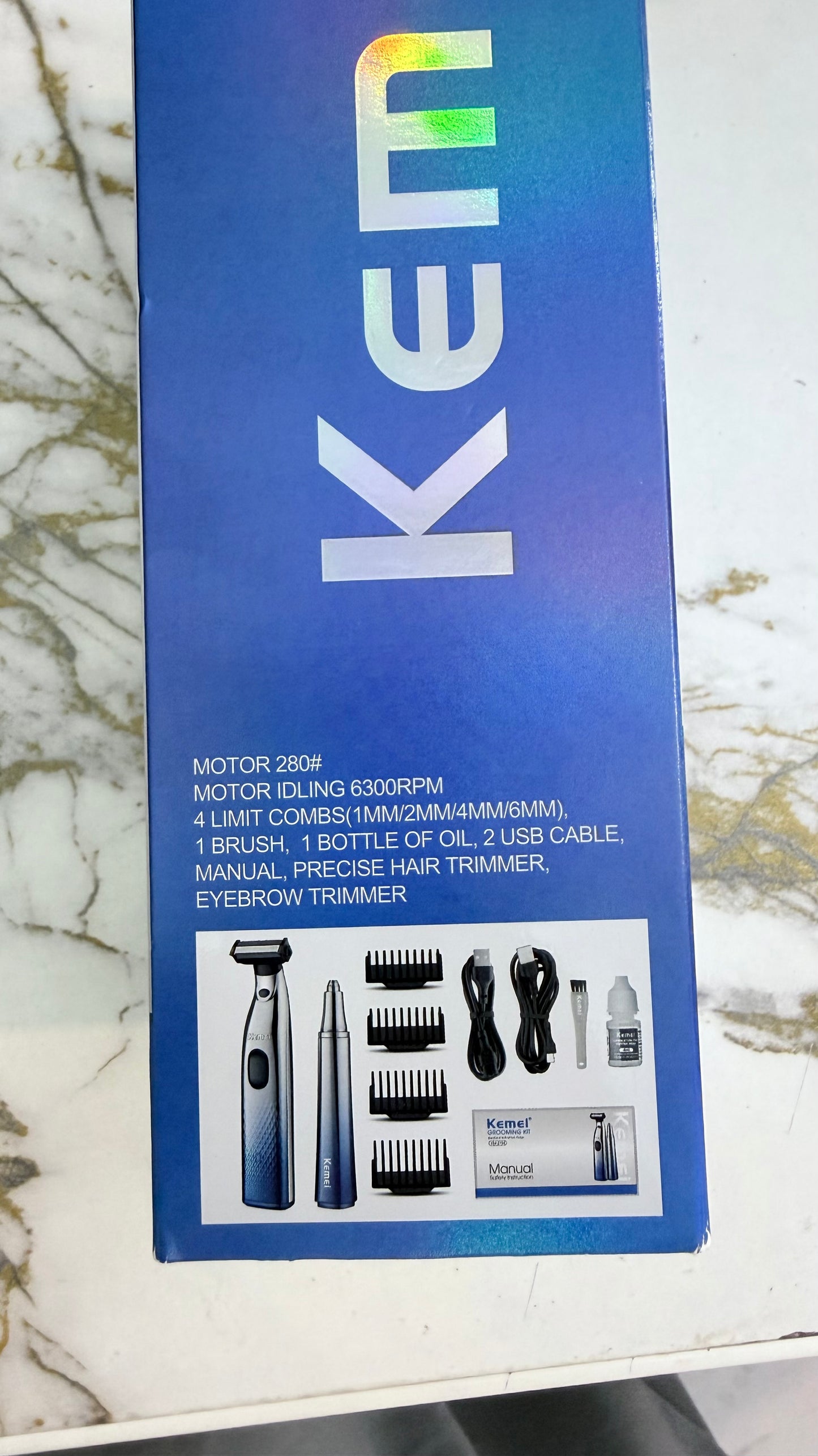 KEMEI KM-3236 2-in-1 Grooming Kit – Metal Body Beard Trimmer & Precision Eyebrow Trimmer for Men