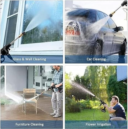 Cordless Car Wash Spray Gun with 2×48V Lithium Batteries – High Pressure Foam Jet Washer with Charger & Soap Bottle | AwamiImport.com