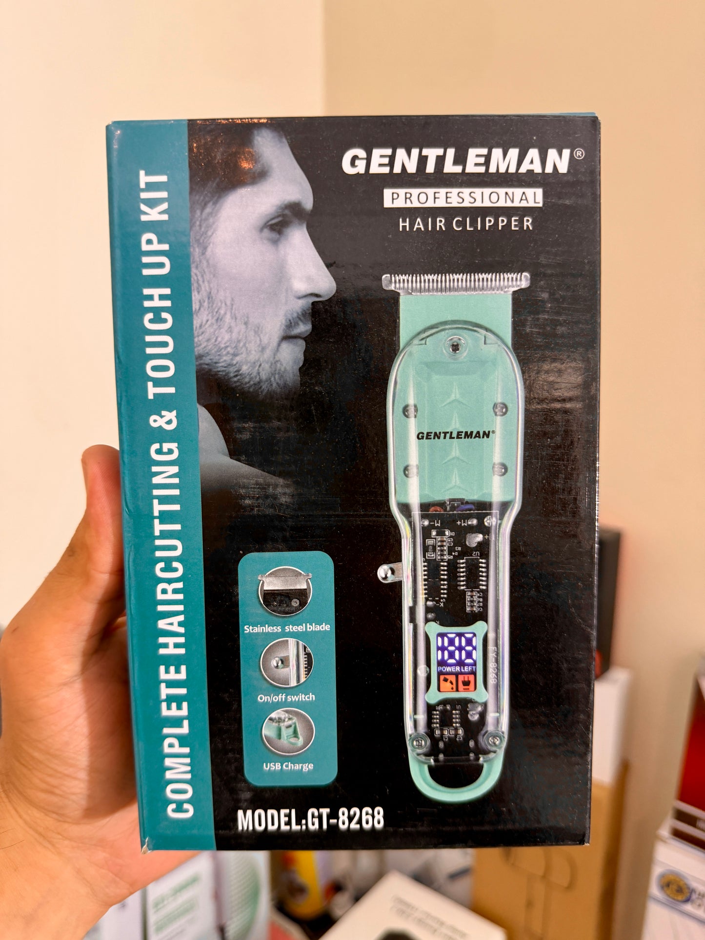 Gentlemen gt 8268 Professional Hair Trimmer with LED Display & Transparent Body – 180 Min Runtime