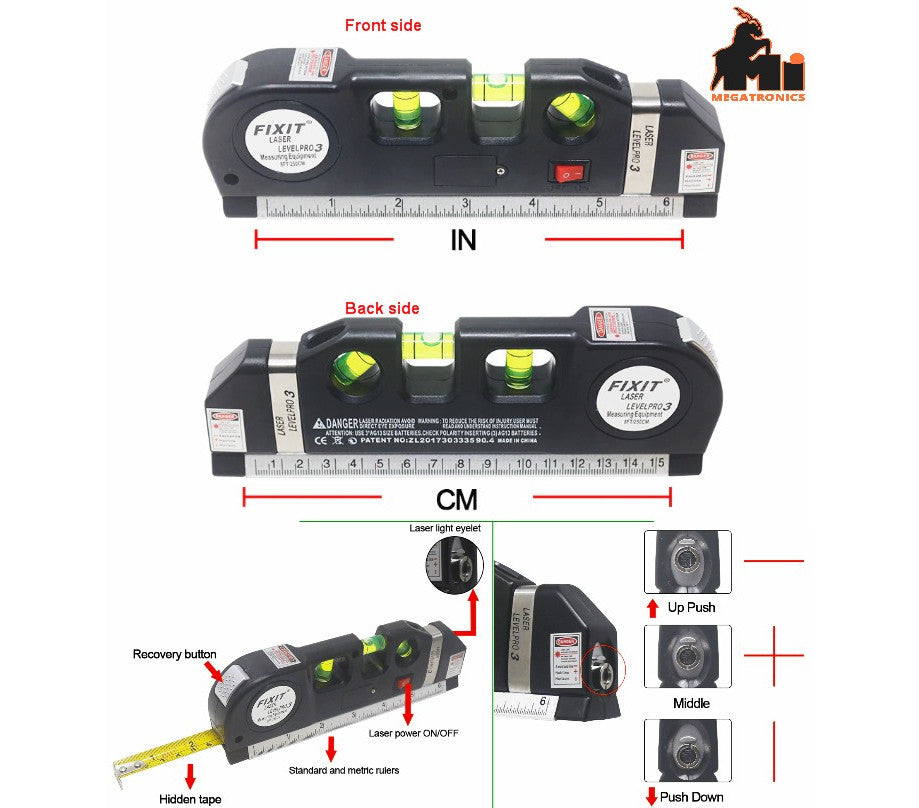 8-in-1 Laser Level Measure with Steel Tape – Multipurpose Measuring Tool with Laser & Scale |