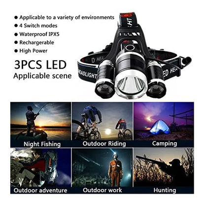 High Power 3x CREE T6 LED Head Lamp with 2x 18650 Rechargeable Batteries – Ultra Bright Head Torch | AwamiImport.com