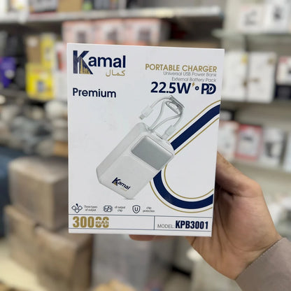 Kamal Premium KPB3001 30000mAh Power Bank – 22.5W PD Fast Charging