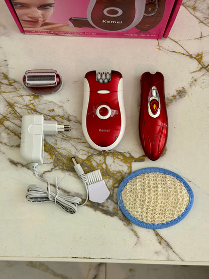 3-in-1 Portable Ladies Epilator & Shaver KM519A – Painless Hair Removal |