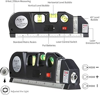 8-in-1 Laser Level Measure with Steel Tape – Multipurpose Measuring Tool with Laser & Scale |