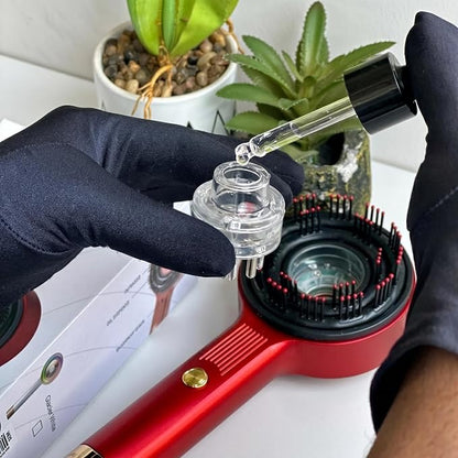 Magnetic Oil Dispensing Massage Comb with Red Light Therapy | Splashproof Scalp Massager for Hair Care