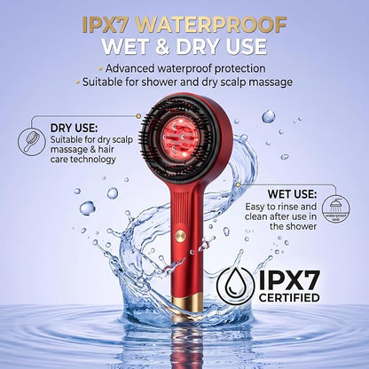 Magnetic Oil Dispensing Massage Comb with Red Light Therapy | Splashproof Scalp Massager for Hair Care