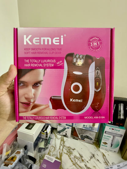 3-in-1 Portable Ladies Epilator & Shaver KM519A – Painless Hair Removal |